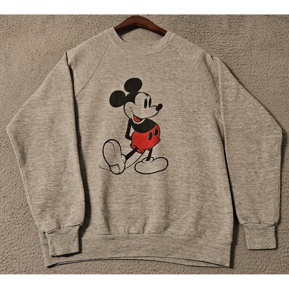 Vintage Disney Character Fashions Mickey Mouse Sweatshirt Gray Made in USA Large